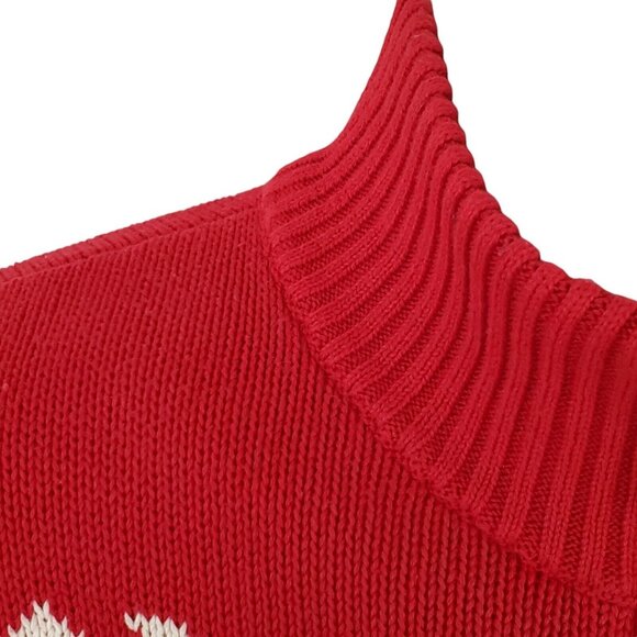 CHAPS Fair Isle Sweater Jumper Men's L 1/4 Zip Knit Snowflakes Winter Ski Nordic - Picture 13 of 13